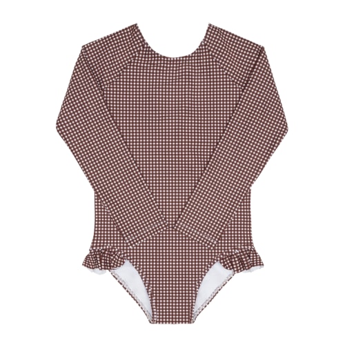 girls cocoa gingham rashguard one piece