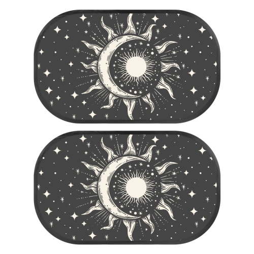Yuyamidu Sun and Moon Car Window Shades Black Car Shades for Side Windows Sun Blocker Cover for Kids Car Accessories for Auto SUV Van Sun UV Protection