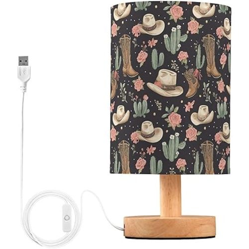 Cowgirl Rose Boots Desk Lamp Table Lamp Night Light Bedside Lamps Decor LED Small Lights