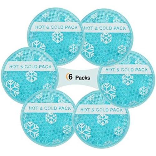 OLESILK Small Round Gel Beads Ice Packs with Cloth Backing, 6 Packs