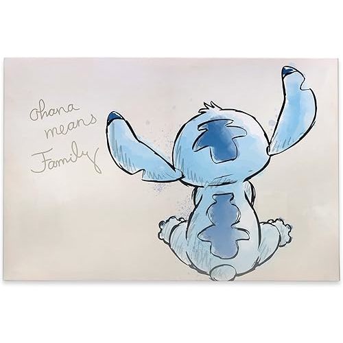 Open Road Brands Disney Lilo and Stitch Back View Ohana Means Family Gallery Wrapped Canvas Wall Decor - Large Stitch Wall Art for Home