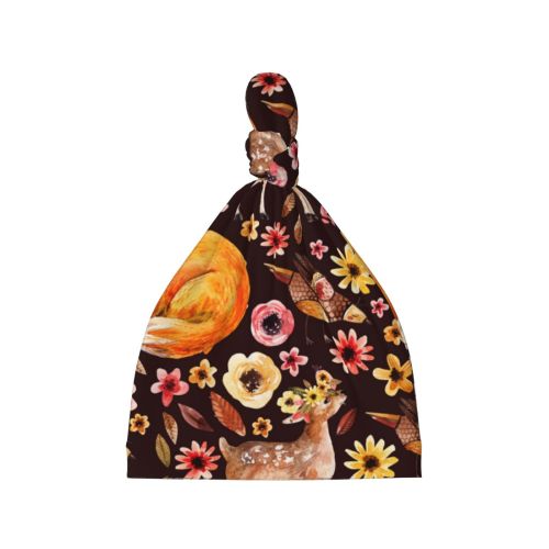 Gaeub Woodland Creatures Floral Baby Beanie Soft Knotted Cap Baby Newborn Hats for Infant Baby Girls Boys Caps 0-6 Months