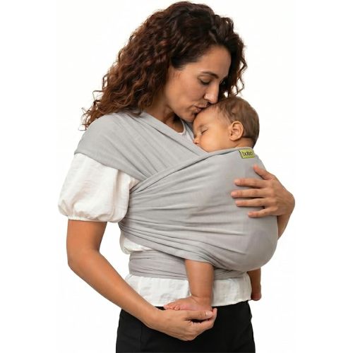 Boba Baby Wrap Carrier - Stretch Bamboo Newborn Sling, Serenity Light Grey