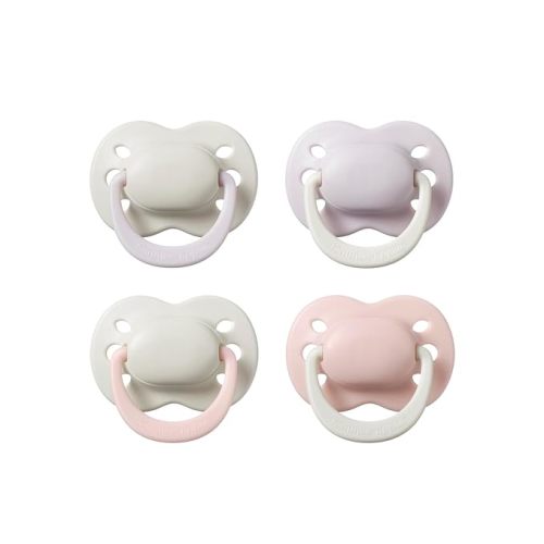 Tommee Tippee Newborn Pacifiers, 0-2 Months, Symmetrical Nipple, 100% BPA Free Silicone, Extra Air Holes, Dishwasher and Sterilizer Safe, Pale Plum and Cotton Candy, Pack of 4