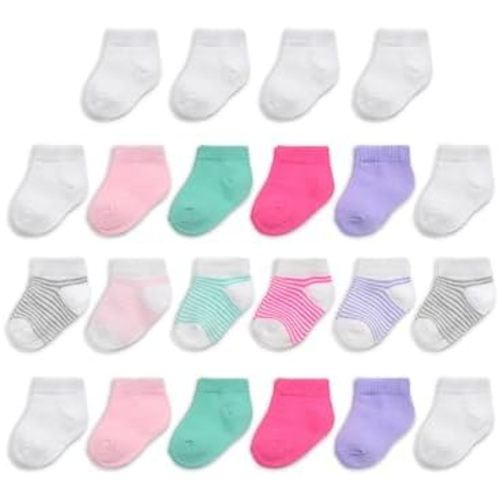 Fruit of the Loom Baby 22-Pack Grow & Fit Flex Zones Low Cut Stretch Socks - Unisex, Girls, Boys
