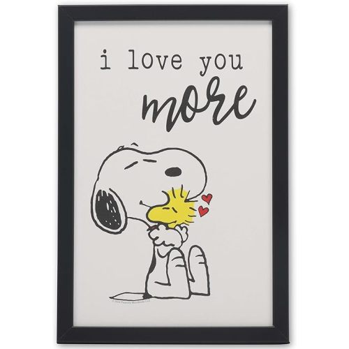 Peanuts Snoopy and Woodstock I Love You More Framed Wood Wall Decor - Adorable Snoopy Picture for Home Decorating
