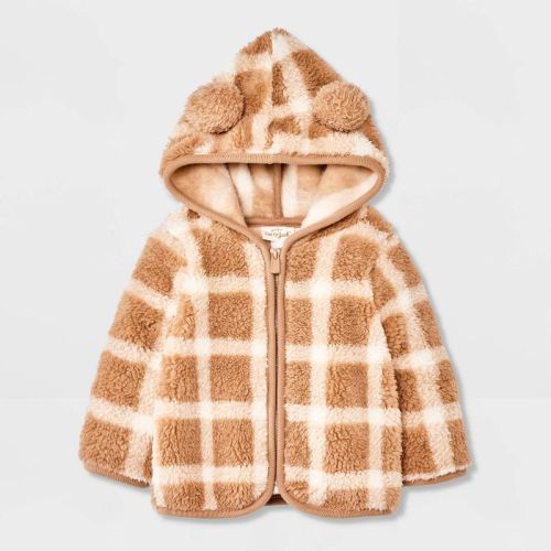 Baby Plaid Faux Shearling Hooded Jacket - Cat & Jack™ Brown