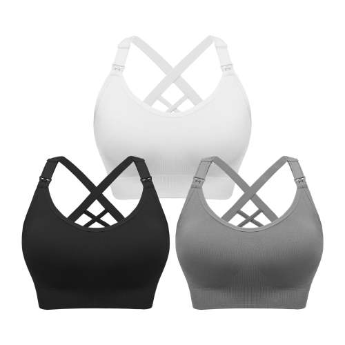 HBlife 3 Pack Seamless Nursing Sports Bra Support Yoga Maternity Bras Pregnancy Sleep Bralette.Criss-Cross