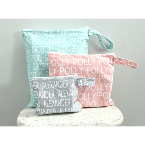Custom Wet Bag with Name | Personalized Zipper Pouch for Kids, Travel, Daycare, Diapers, Swimsuits, Makeup | Handmade Wetbag | Name Bag