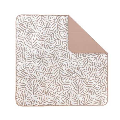Toddlekind Portable Baby Mat – Organic Cotton 47" x 47" Reversible Indoor/Outdoor Playmat for Babies, Toddlers, Picnics, Patio, and Garden Use 0m+ Tan (Taupe)