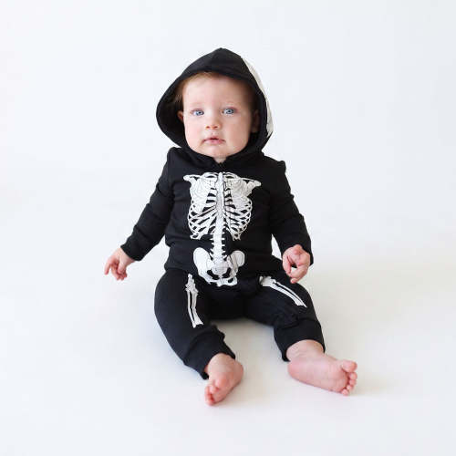 Classic Skelly Fleece Hooded Romper