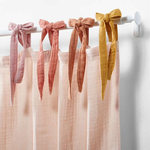 Pink Tie 100% Organic Cotton Muslin Curtain Panel