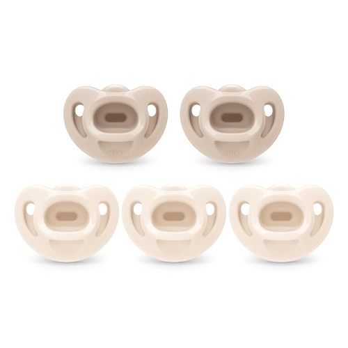 NUK 100% Silicone Comfy Orthodontic Pacifiers, 0-6 Months, Neutral Fashion, Timeless Collection, 5 Count