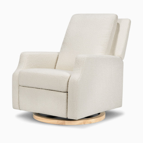 Crewe Recliner and Swivel Glider - Ivory Boucle W/ Light Wood Base
