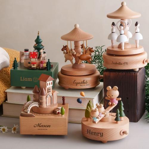 Personalized Wooden Train Music Box, Mothers Day Gift, Keepsake Gift for Kids, Baby Shower Gift, Newborn Gifts, Engraved Name Music Box