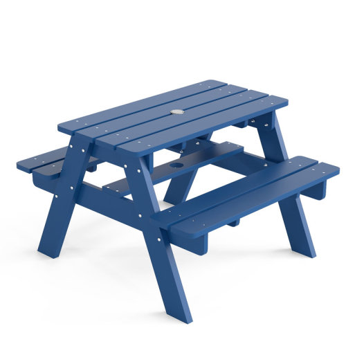 Harriet Bee Picnic Table, Hdpe All Weather Toddler Picnic Table, Outdoor Table And Chair Set W/umbrella Hole For Patio | Wayfair