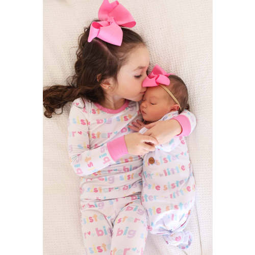 Little Sister Newborn Baby Knot Gown & Hat Set | Caden Lane