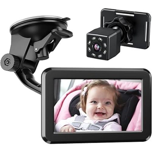 Itomoro Baby Car Mirror, Back Seat Baby Car Camera with HD Night Vision Function Display, Reusable Sucker Bracket, Wide View, 12V Cigarette Lighter, Easily Observe The Baby’s Move
