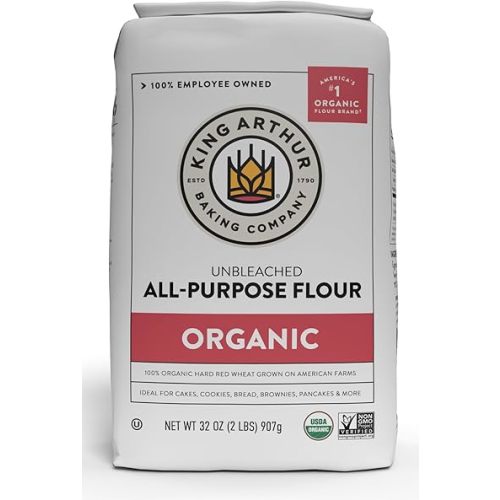 King Arthur 100% Organic All-Purpose Flour, Unbleached, 2 lb (Pack of 1) - Non-GMO Project Verified, No Preservatives