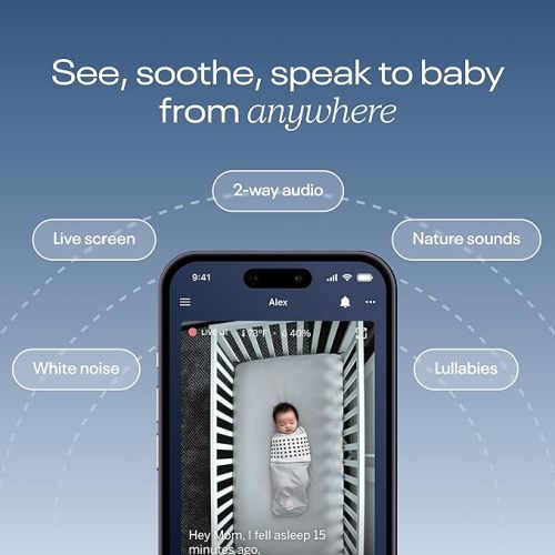 Nanit Pro Smart Baby Monitor & Wall Mount – 1080p Secure Wi-Fi Video Camera, Sensor-Free Sleep & Breathing Motion Tracker, 2-Way Audio, Sound & Motion Alerts, Night Vision, and Breathing Band - White - Pro Camera & Wall Mount