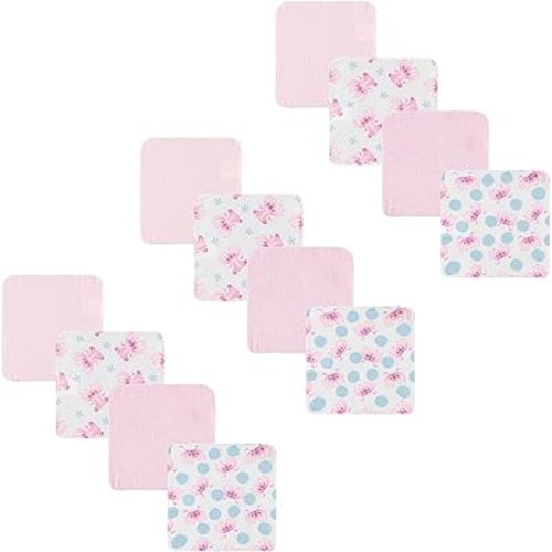 Disney Baby Washcloths 12 Pack – Ultra Soft Baby Wash Cloths, Lilo & Stitch (Stitch & Angel), Winnie the Pooh & Mickey Mouse, Absorbent Newborn Bath Essentials