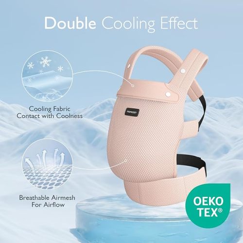 Momcozy Breathable Mesh Baby Carrier, Ergonomic and Lightweight Infant Carrier for 7-44lbs with Enhanced Lumbar Support, All Day Comfort for Hands-Free Parenting, Air Mesh-Pink