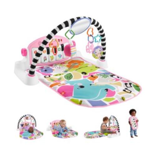 Glow and Grow Kick Play Piano Gym Baby Playmat with Musical Learning Toy, Pink