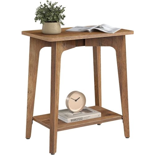 VASAGLE MAEZO Collection - Side Table, 2-Tier Small Rectangular End Table, 11.8 x 18.9 x 21.8 Inches, Nightstand with Tapered Legs, Curved Transitions, for Small Spaces, Honey Brown ULET332K01
