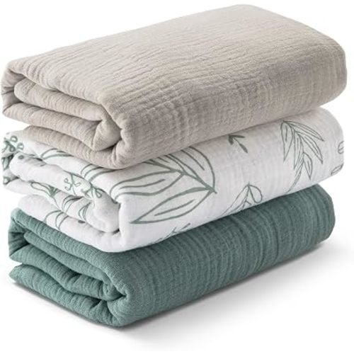 Lot de 3 couvertures d’emmaillotage en mousseline pour nouveau-né, respirantes et douces, grande taille 95 x 10 cm, articles essentiels de fête prénatale, cadeau pour tout-petits (couleurs vives)