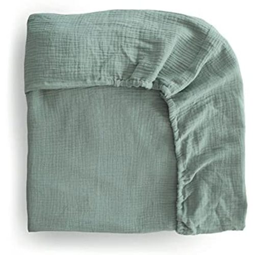 mushie Extra Soft Muslin Fitted Crib Sheet | 28"x 52" (Roman Green)