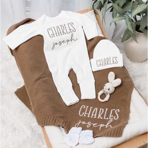 Etsy Baby Outfit Set with Knit Blanket