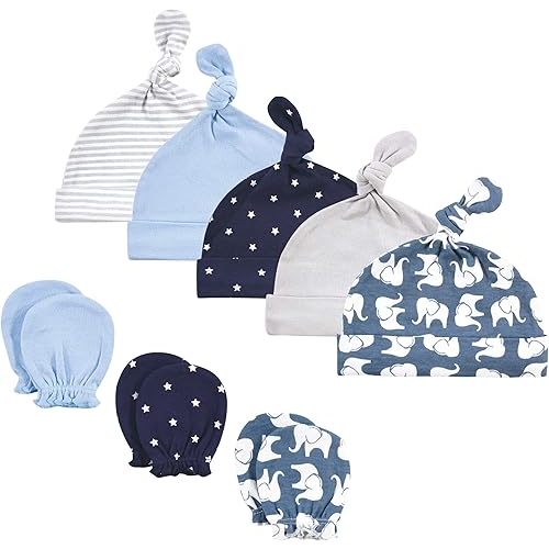 Hudson Baby Unisex Baby Cotton Cap and Scratch Mitten Set