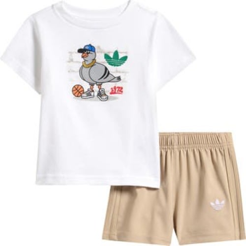3-Stripes Woven T-Shirt & Shorts Set, 18M
