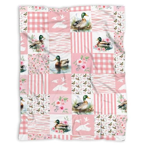 Mallard Duck Blanket, Wild Animal Duck Pattern Throw Soft Fuzzy Flannel Blanket for Bed Couch Sofa Home Decor 80"x60"-Queen Size