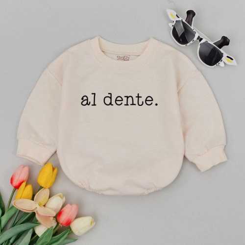 Al Dente Italian Pasta Baby Romper, Cute Minimalist Outfit, Funny Baby Shower Gift for Pasta Lovers.