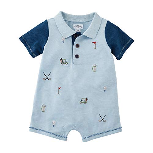 Mud Pie baby-boys Golf Pique Schiffly Romper
