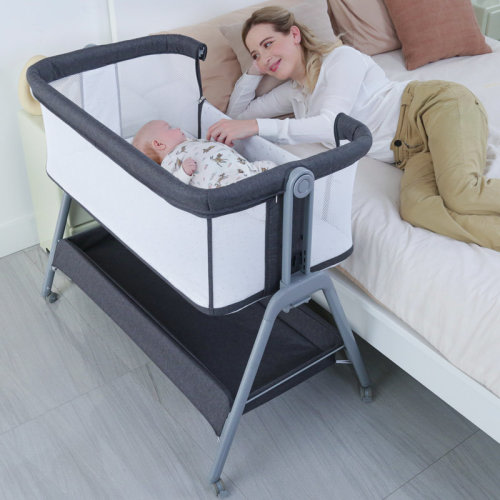 Isabelle & Max™ Scarletta Baby Bassinet Bedside Crib with Storage Basket and Wheels, Easy Folding Bed Side Sleeper Adjustable Height Portable Crib for Newborn & Reviews | Wayfair