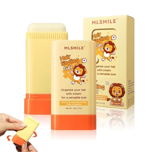 MINXUEYEN Hair Styling Gel for Kids, Children's Hair Wax Stick - Built-in Comb 2-in-1 Hair Finishing Stick, Natural Ingredients Refreshing and Non-Greasy, Easy to Styling, 0.71oz, Clear