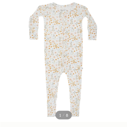 Whimsical Floral Small Ribbed Zip Romper