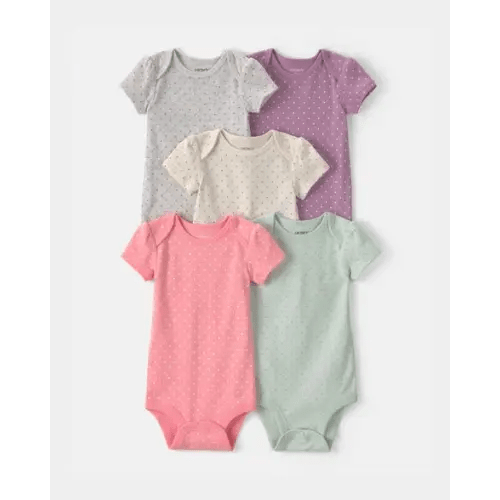Baby Girl 5-Pack Multipack Bodysuits - Pink/Green/Purple - Size 3M | Carter's