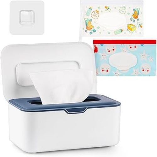 Baby Wipes Dispenser Holder Container, Keep Wipes Fresh and Clean, for Home, Office, Kitchen (New Blue)