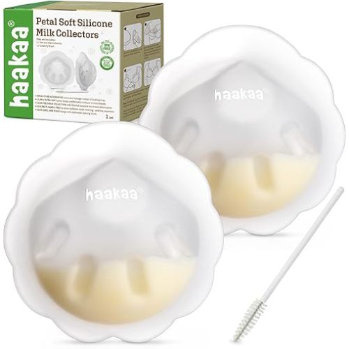 haakaa Silicone Milk Soft Collector Petal Shape, Reusable Breast Shells Milk Collection Cup, Discreet Leak-Protection Breast Milk Saver, for Breastfeeding, 2pcs