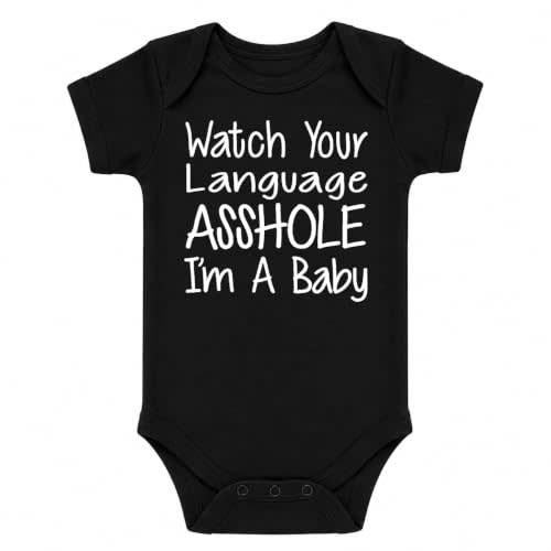 CBTwear Watch Your Language I'm a Baby Funny Baby Bodysuit | Cheeky infant saying for new parents, baby shower presents, family gatherings, and playful photos