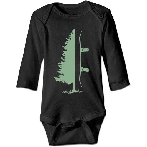 DOQOSESHY Snowboard Pine Tree Baby Bodysuit Infant Short Sleeve Outfit Boy Girls Cotton Long Sleeve Romper, 3 Months