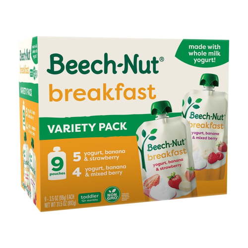 Beech-Nut Fruit &&nbsp;Yogurt&nbsp;Baby Food&nbsp;Pouches, Breakfast Variety Pack, 3.5 oz Pouch (9 Pack)