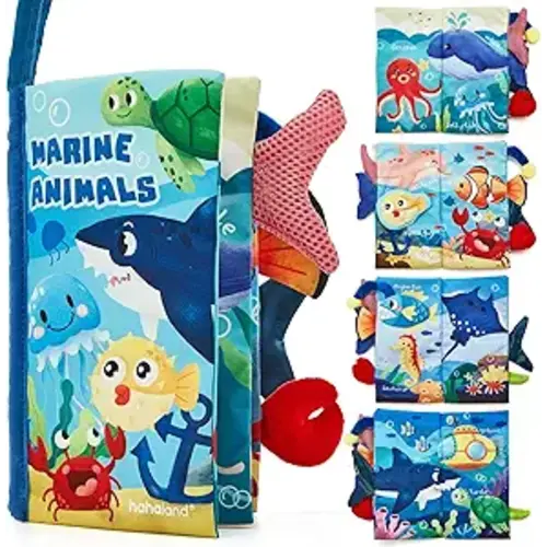 hahaland Baby Books 0-6 Months, Infant Tummy Time Toy Baby Toys 6 to 12 Months Touch Feel Book Baby Gifts for Boy Girl 0-3 Months Learning Toy Baby Birthday Easter Basket Stuffers(Single)