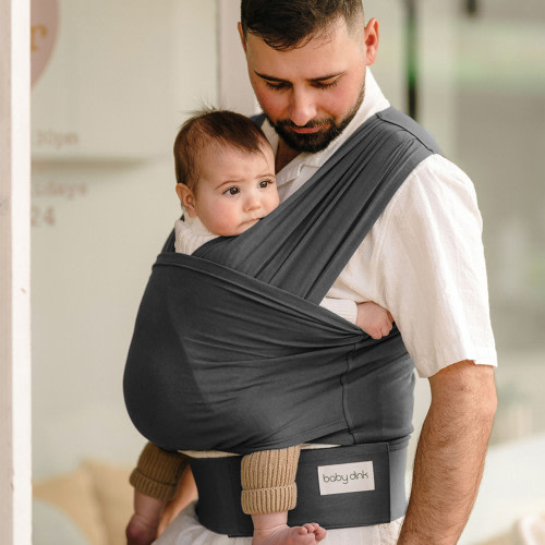 BabyDink T-Shirt Newborn Wrap Carrier - Slate, Medium