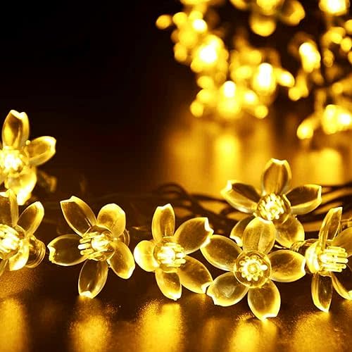 Indoor Decorative Flower String Lights, 33ft 100 LED Plug in Fairy Twinkle Cherry Blossom Floral Lamp for Bedroom Window Wall Ceiling Tree Hanging, Christmas Easter Birthday Decor (Warm White)