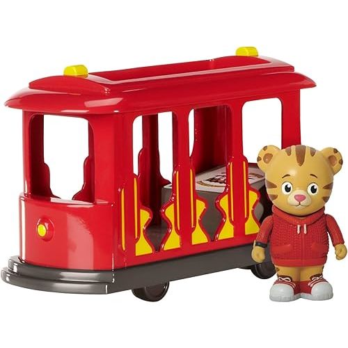 Daniel Tiger's Neighborhood Trolley with Daniel Tiger Figure Included, Pull Back and Go Action with Fun Trolley Bell Sounds, "Ding Ding!" Daniel Tiger Toys for Kids and Toddlers