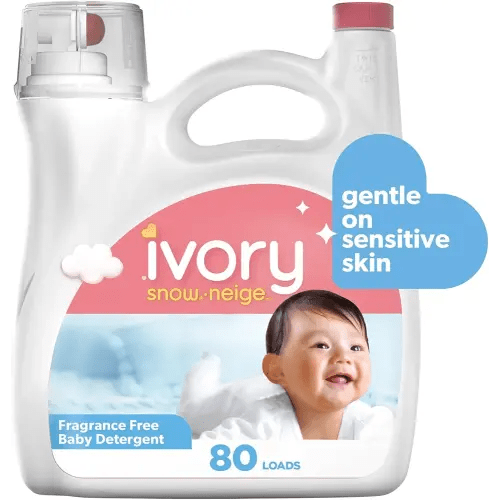 Ivory Snow Unscented Baby Liquid Laundry Detergent, Hypoallergenic, For Sensitive Skin, 80 loads, 3.1L